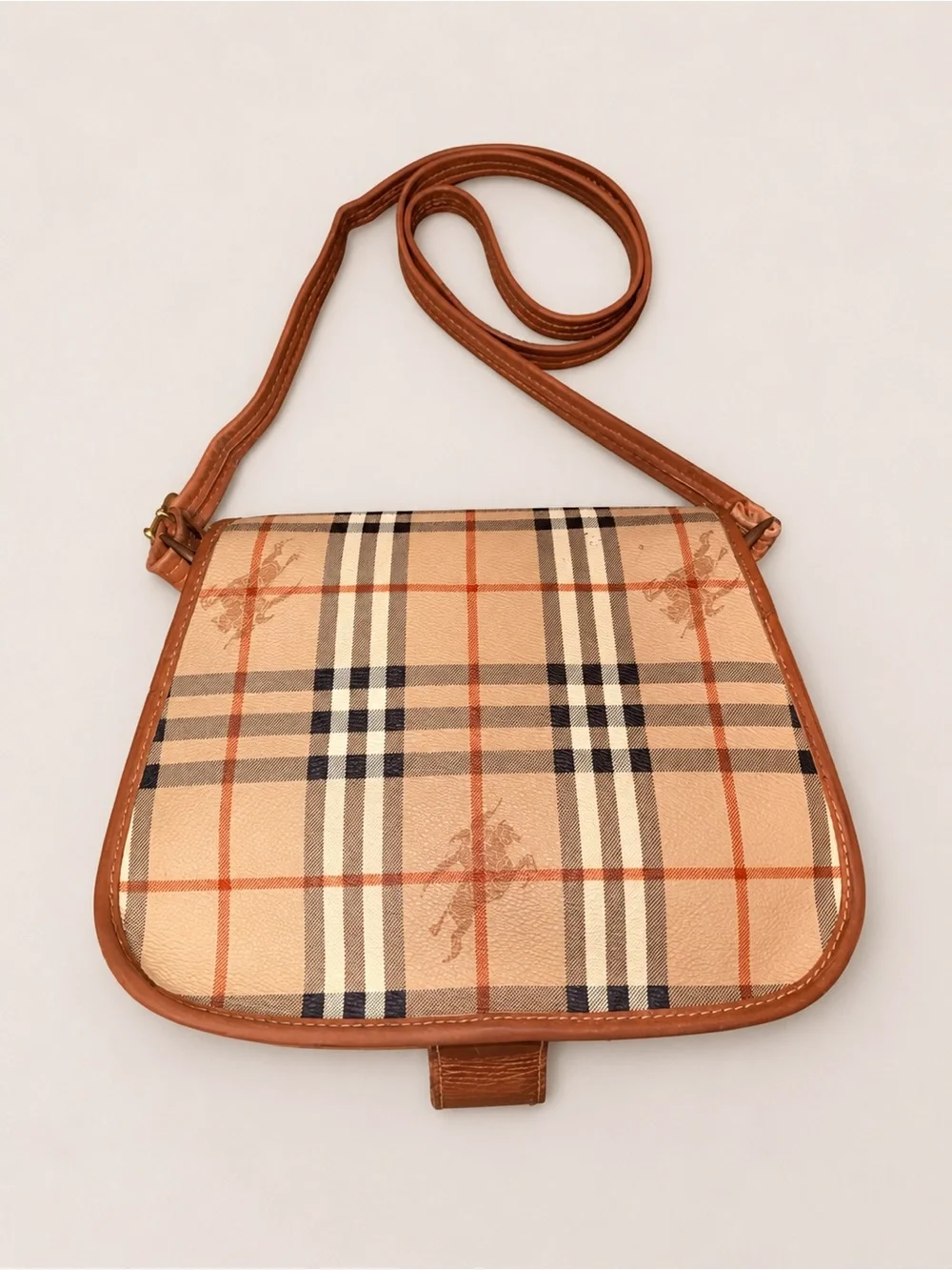 Burberry Vintage Check Tan & Brown Crossbody Bag
